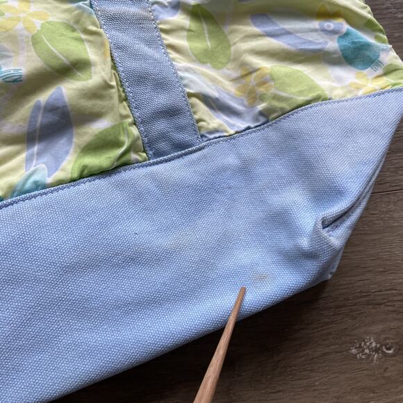 Lilly Pulitzer Tote Bag 19 X 12 X 6" Medium Canvas Blue Tropical Bird Graphic - Picture 13 of 16